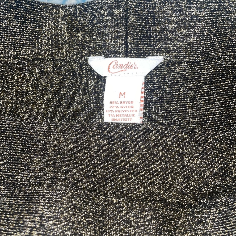 Candie's Black&Glitter Gold y2k Skater Skirt - Picture 2 of 4